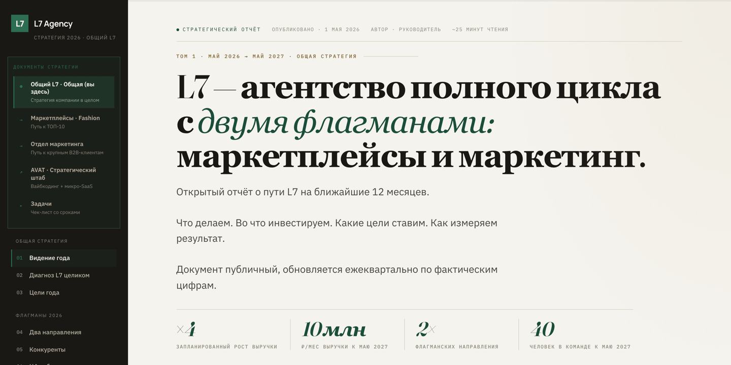 Скриншот Стратегия L7: публичный отчёт